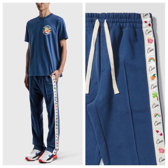 Casablanca Casa Hawaii Apres Surf Pant 'Navy' Large Side Panelled Embroidered - Picture 1 of 15